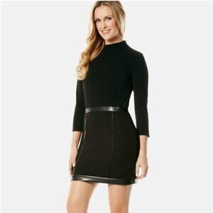 Laundry by Shelli Segal Faux Leather Trim Sheath Dress Size 2